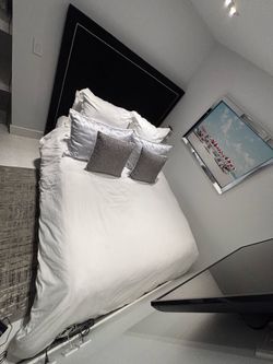 Custom Robb & Stucky Queen Suede bed