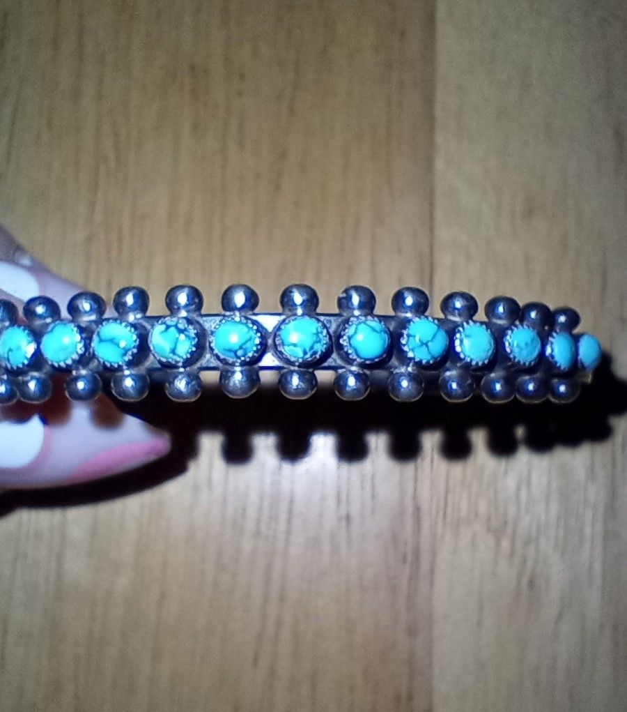 Vintage Silver And Turquoise Cuff