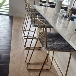 CB2 Bar Height Dining Chairs Gold And Grey Modern