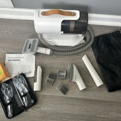 Low Noise, Suction Dog Grooming Machine with Tools, Scissors and Steam Brush 