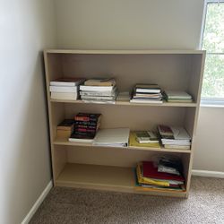 3-Shelf Wooden Bookcase / Bookshelf – Beige