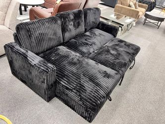 Brand New Sectional w/Sofa bed features plush corduroy fabric