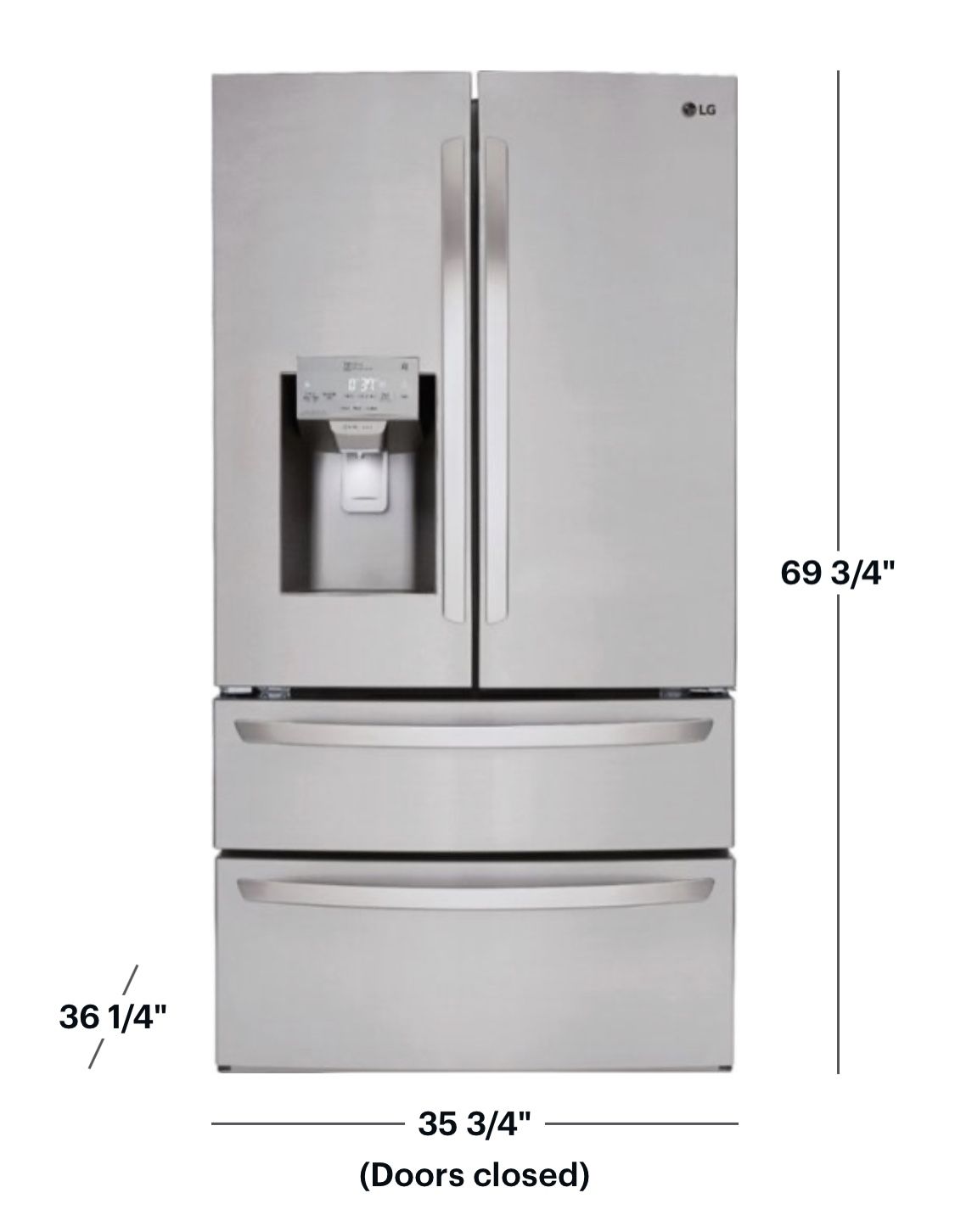 ❄️ NEW LG 27.8 Cu. Ft. 4 Door French Door Smart Refrigerator with Smart Cooling System Stainless