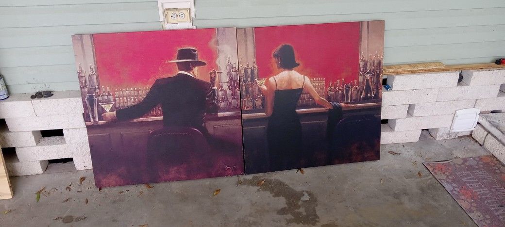 Two Pcs Canvas Bar Paint 64"×32 Sale $80 Obo