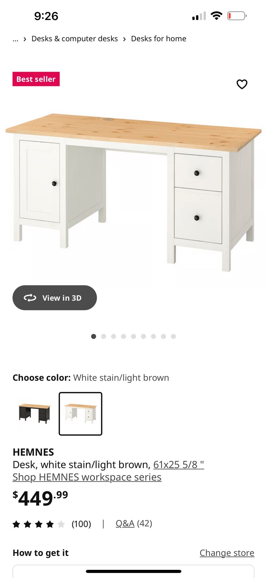 Hemnes Desk- delivery