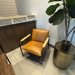 Faux Leather Chair With Black Metal Legs