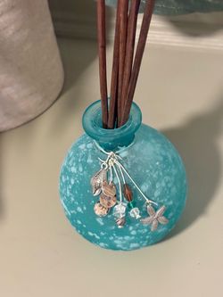 Artisan Turquoise Speckled Glass Reed Diffuser Vase