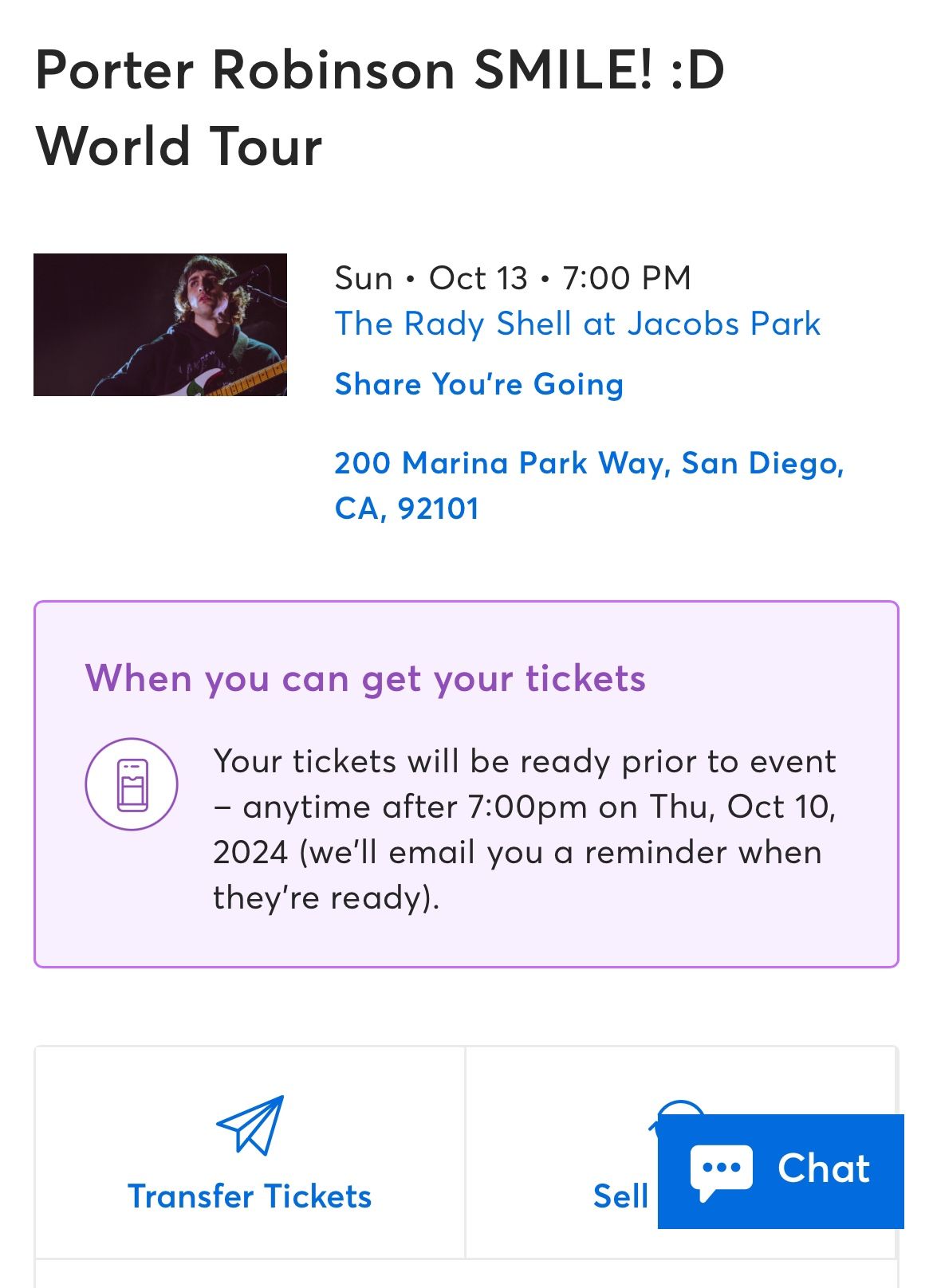 Porter Robinson SMILE tour ticket