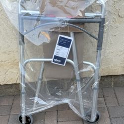 DRIVE DELUXE FOLDING WALKER TWO BUTTON WHIT 5" WHEELS