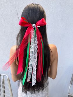 Handmade Mexican Coquette World Cup Soccer Hair Bows / Moños Mexicanos
