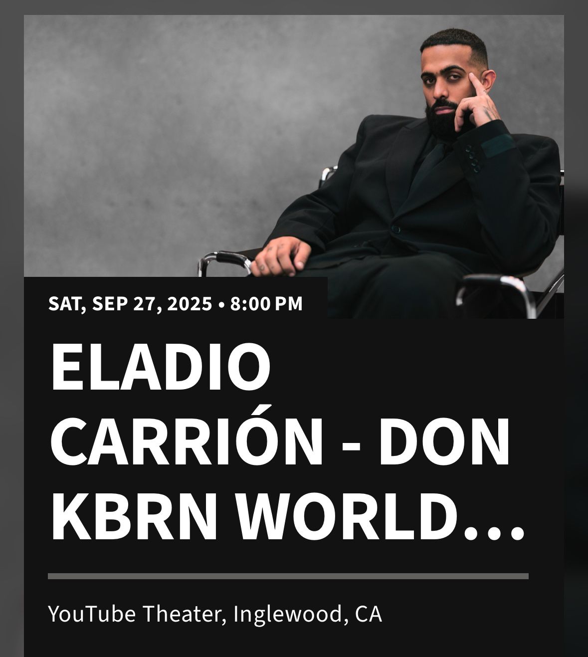 Eladio Carrion (2) Tickets For 100