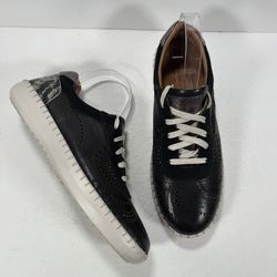 Spring Step Black Perforated Leather Jumilla Lace Up Sneaker Women Size 9