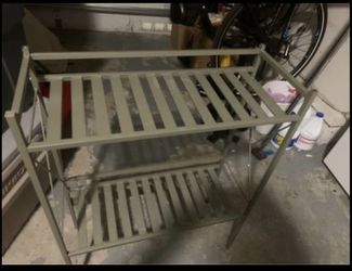 2 Tier Metal Shelf Unit Storage Shoes Plant Rack