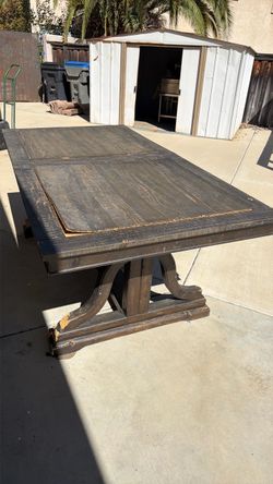 Dark Wood Farmhouse Trestle Dining Table