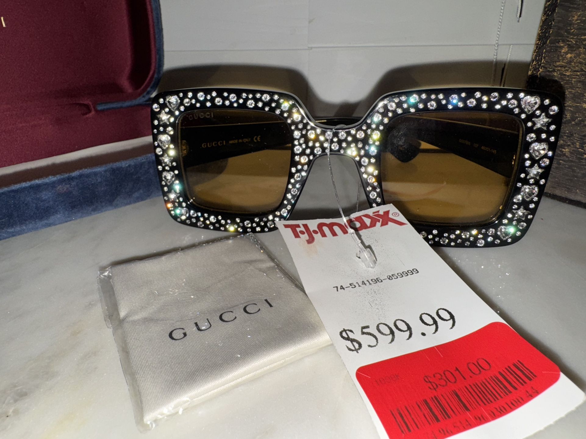 NWT GUCCI GG0780S - 007 HOLLYWOOD FOREVER CRYSTAL SUNGLASSES