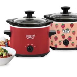 So Yummy by bella 2.0qt Twin Set Slow Cooker Red and Strawberry Pattern