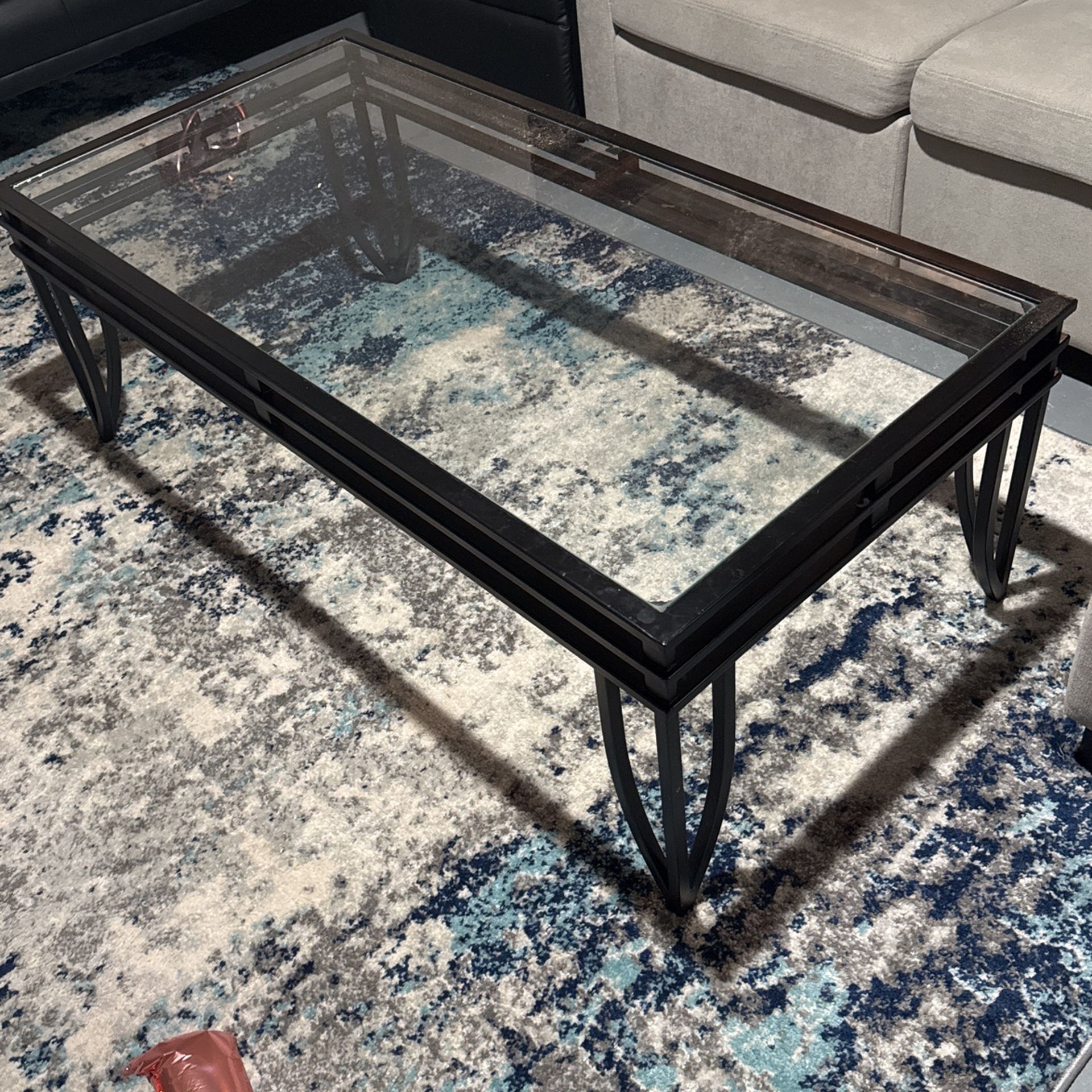 Glass Living Room Table With End Set