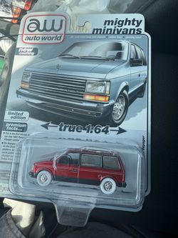 2024 auto world mighty minivans 1985 Dodge Caravan ULTRA RED CHASE 1:64 Vhtf