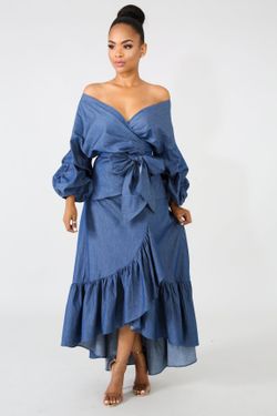 Chambray Maxi Skirt set