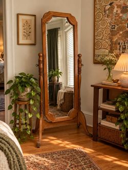 Vintage Edwardian Cheval Mirror