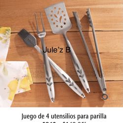 Set De 4 Utensilios Para Parrilla Nuevos En Su Caja 