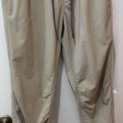 Hurley Jogger Pants Chino Men’s Size M Drawstring Beige Nylon Blend 9399