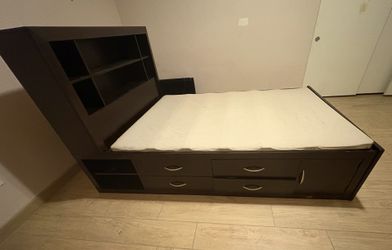 Dark Brown Bookcase Bed With Storage (Make Me An Offer )