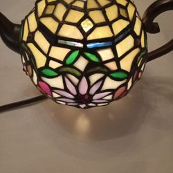 Antique Stained Glass Teapot Lamp