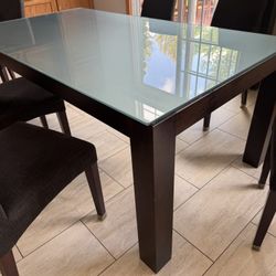 Elegant Glass Dining Table with 6 Upholstered Chairs - Great Condition!