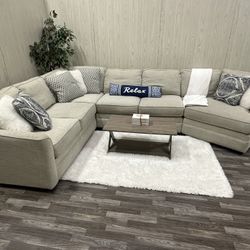Large Gray/Beige Sectional w/ Cuddler - Delivery Available 