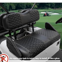 Golf Cart Seat Covers Front and Rear Waterproof and Sun Resistant Marine Grade Vinyl Leather