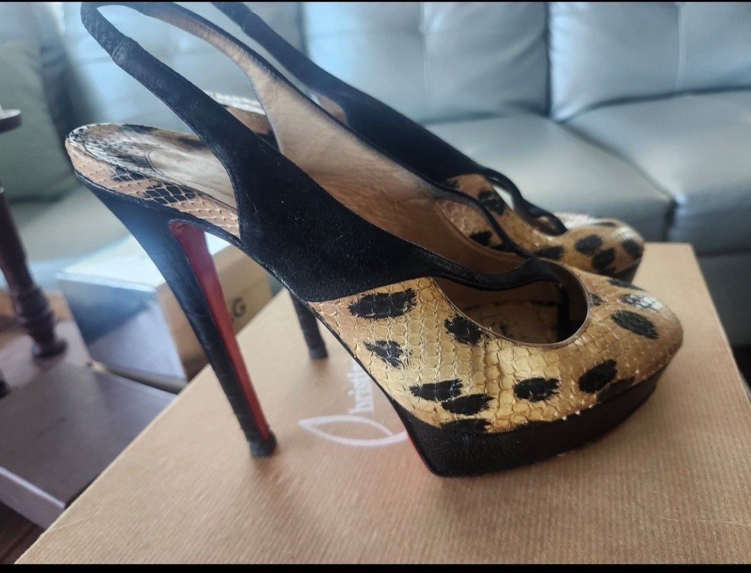 Rare Christian Louboutin Black Snakeskin Stiletto Heels