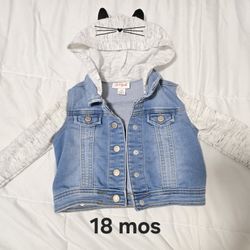 Cat & Jack Denim Kitty Hoodie For Baby 18 mos