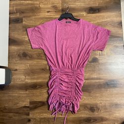 Brand New Woman’s Bebe brand Pink Ruched Drawstring Dress Up For Sale 