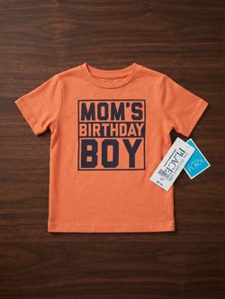 Children’s Place 2T “Moms Birthday Boy” Orange Graphic Tee