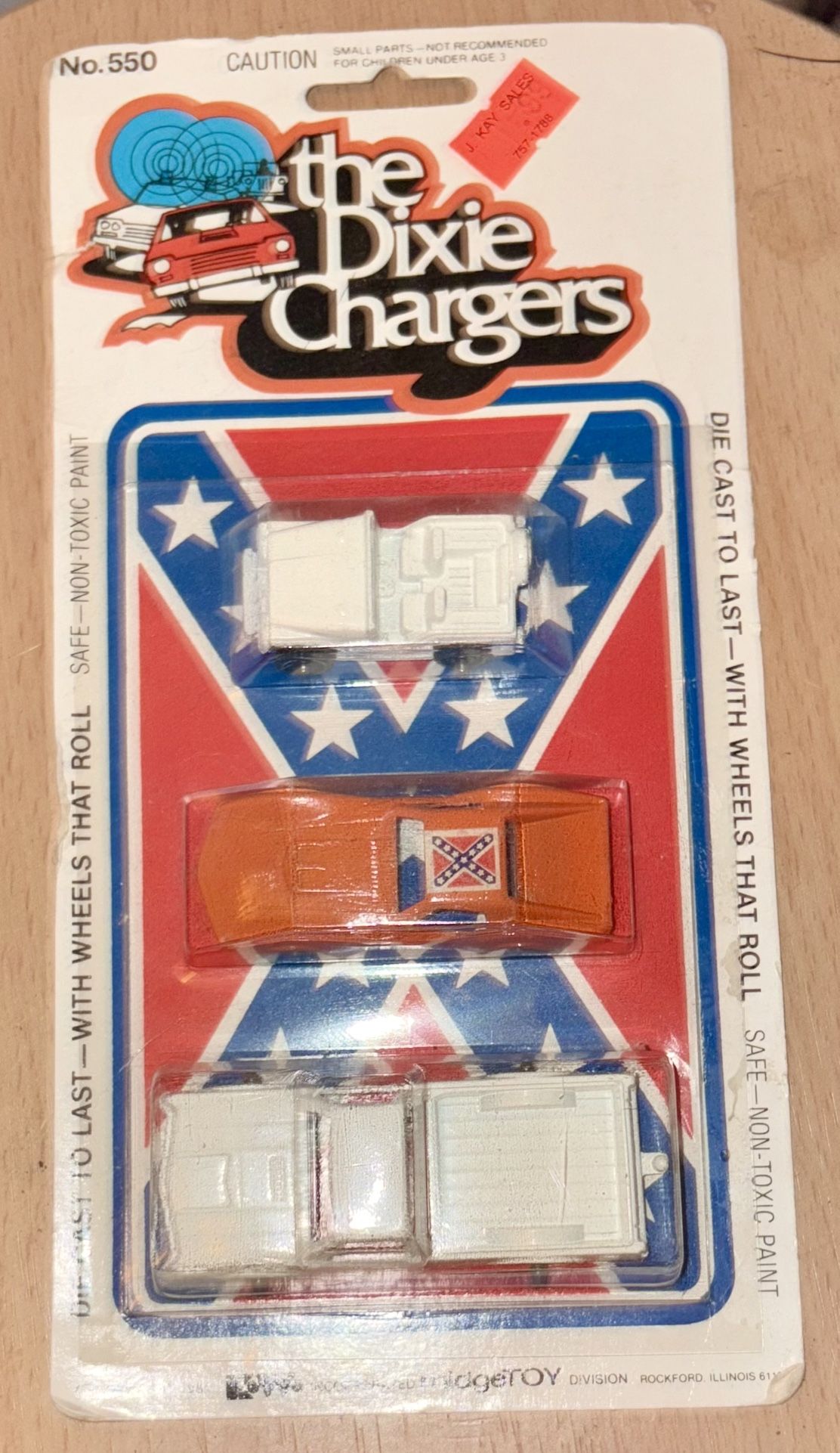 Vintage 1981 Midgetoy Dixie Chargers Diecast 3-Pack On Card #550 Dukes Of Hazard