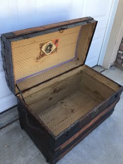 Antique Flat-Top Steamer Trunk