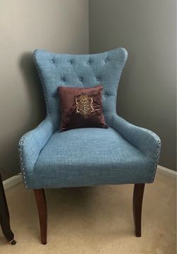 Blue Tufted Wingback Accent Chair