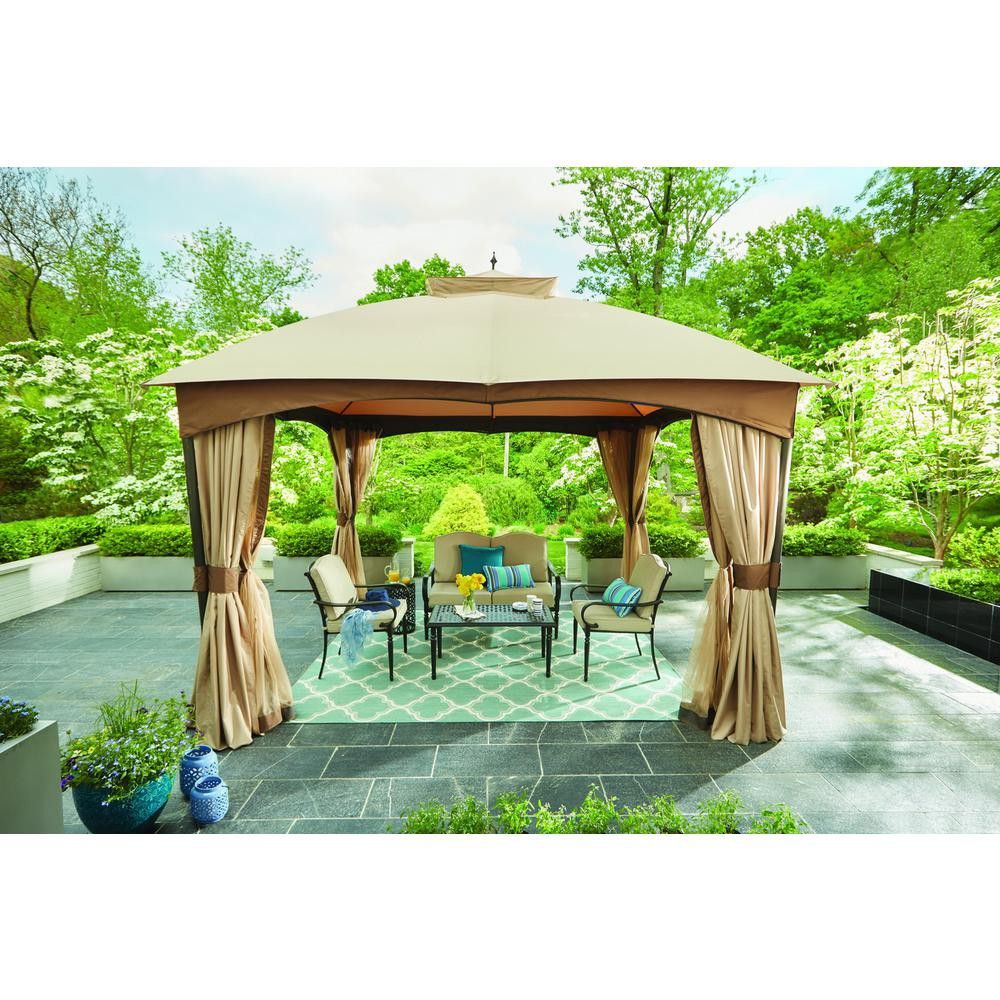 Turnberry 10 ft. x 12 ft. Gazebo with Mosquito Netting and Private Curtain