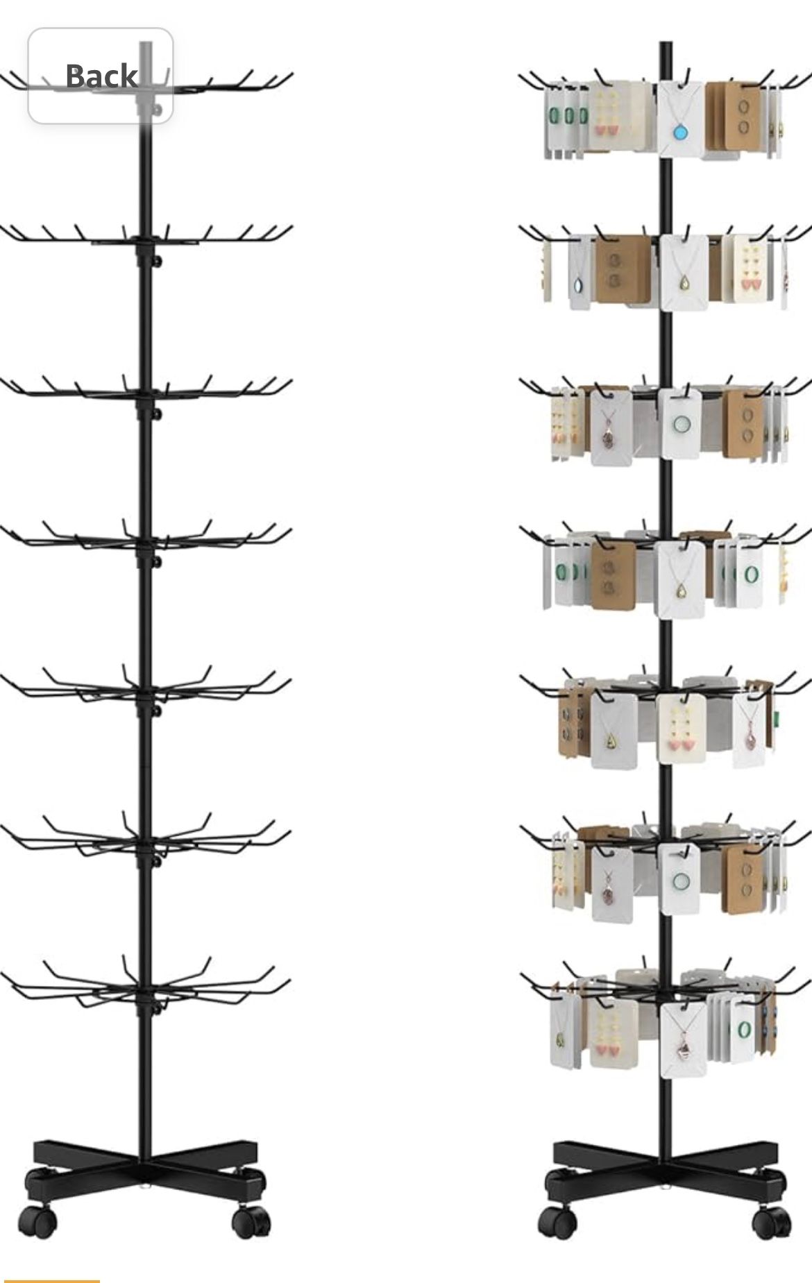 Hypergiant Retail Display Stand 7 Tier Rotating Rack For Store Display Shelves,Jewelry Keyring Socking Hats,Movable Shop Spinner for Toys Show ,Black,