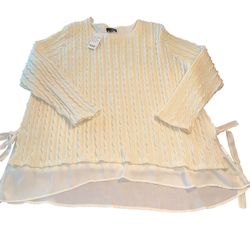 Suzanne Betro Ivory Layered Long Sleeve Cable Knit Sweater Dressy New W Tags 4X  New with tags. Beautiful dressy sweater. Size 4X  Chest 27” across Sh