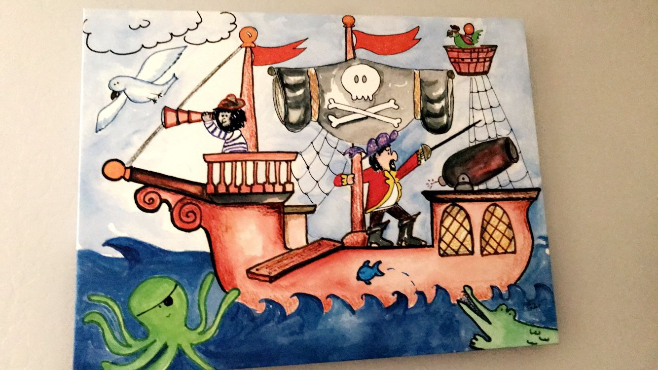 Toddler bed - pirate ship with accessories & decor
