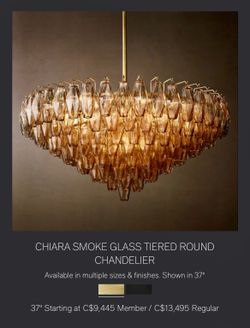 Chiara Smoke Glass Tiered 37” Round Chandelier