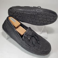 Ugg Men's 13 SlipOn Shoes Black Loafers Chester Woven Leather Moccasins 1007887