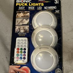 Bell And Howell Bionic Color Changing Puck Lights 3 Pack LED W Remote Control
