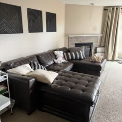 Leather Couch and Ottoman 