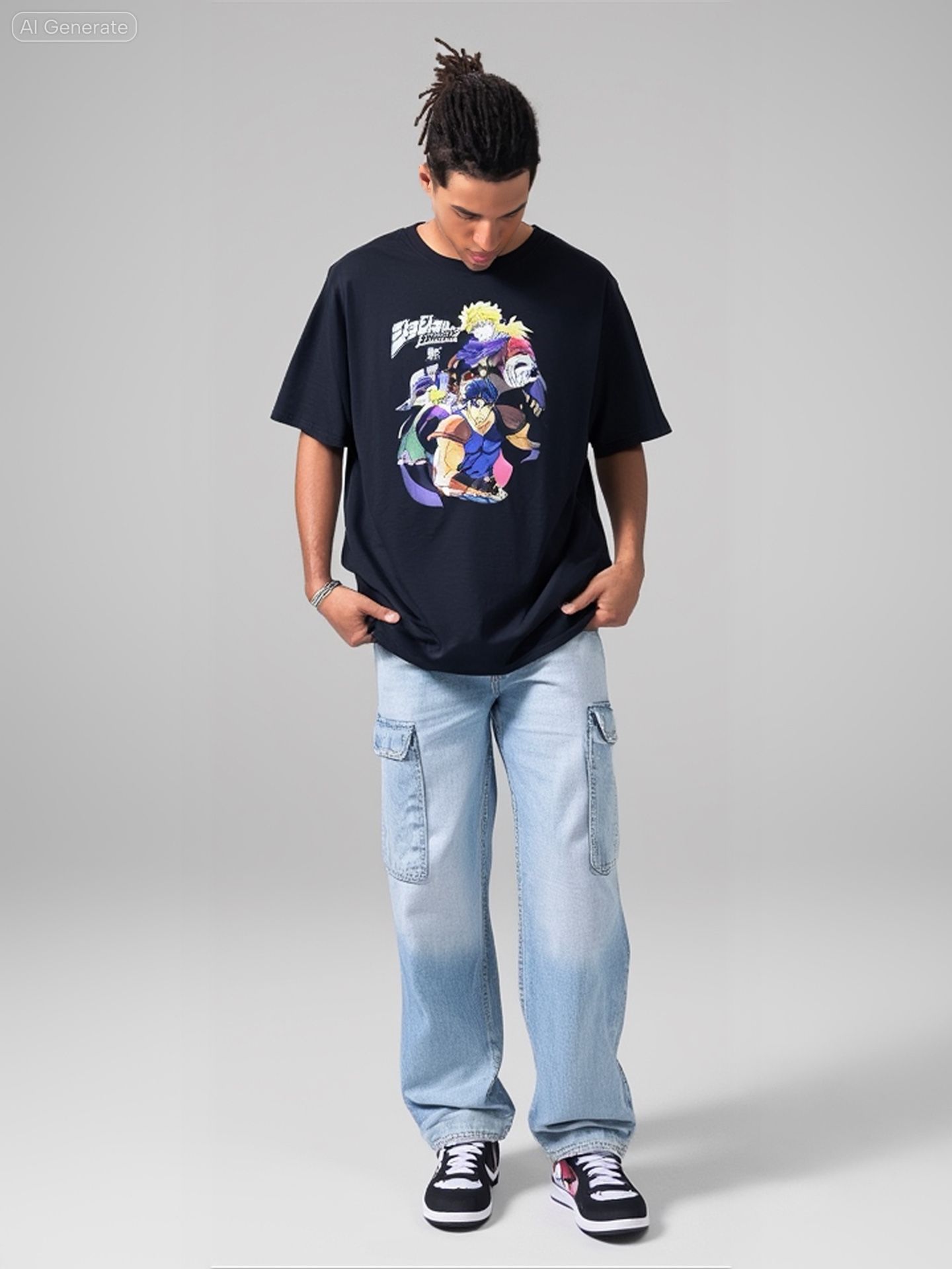 JoJo's Bizarre Adventure Anime FUNimation Graphic Black T-Shirt Zuni Size XL EUC