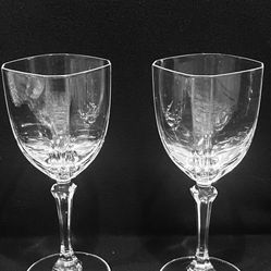 Crystal D’Arques Durand Chambery  2 Square French Wine Glasses Set .