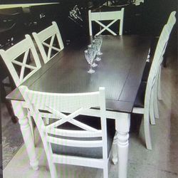 New 7 Pcs Dining Table Set Sample Floor Only $599