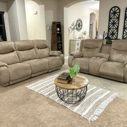 Electric Reclining Couch and Loveseat w/ USB Ports